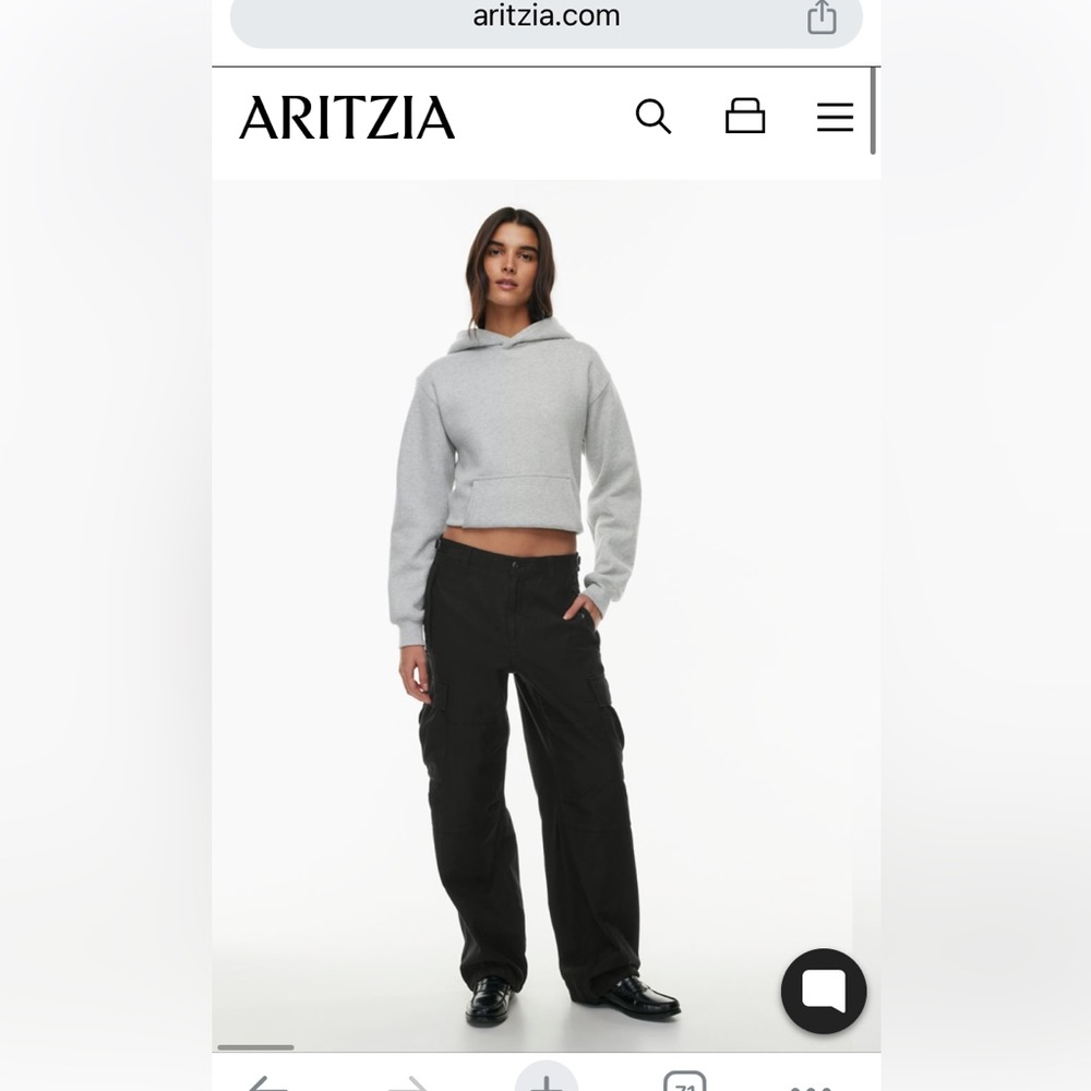 Aritzia tna mid-rise black adjustable cargo pants size 4